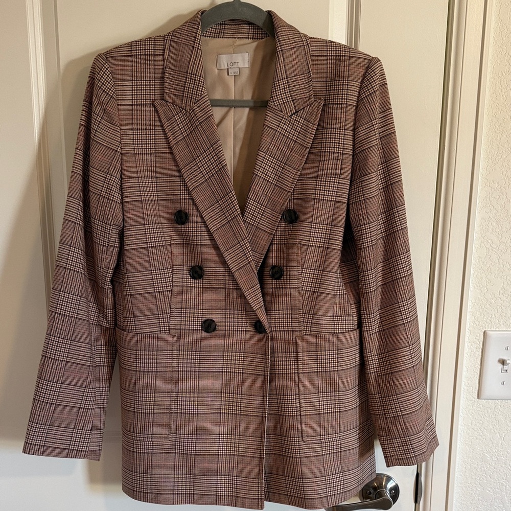 LOFT Women's Plaid Double-Breasted Blazer